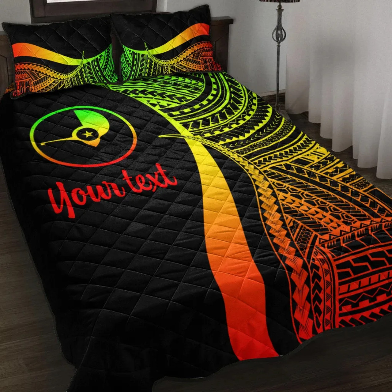 Yap Custom Personalised Quilt Bet Set - Reggae Polynesian Tentacle Tribal Pattern 1