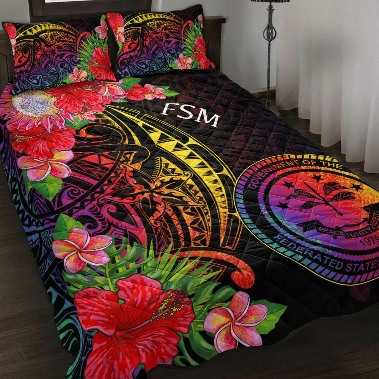 Federated States of Micronesia Quilt Bed Set - Tropical Hippie Style 1