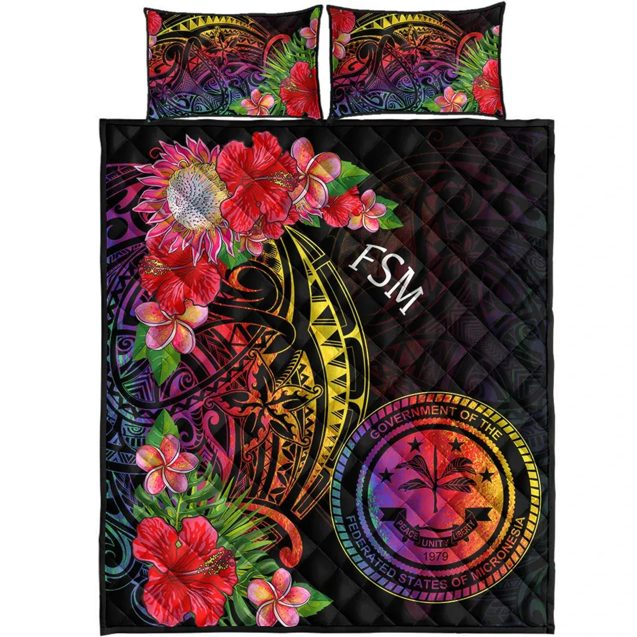 Federated States of Micronesia Quilt Bed Set - Tropical Hippie Style 2