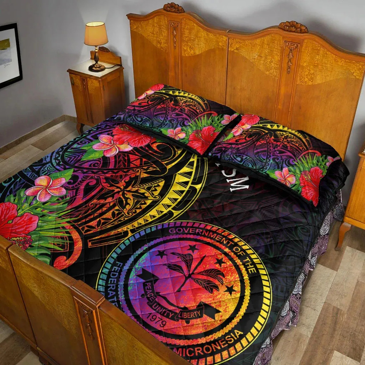 Federated States of Micronesia Quilt Bed Set - Tropical Hippie Style 3