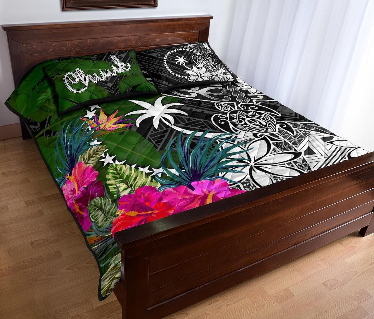 Chuuk Quilt Bed Set - Turtle Plumeria Banana Leaf 4