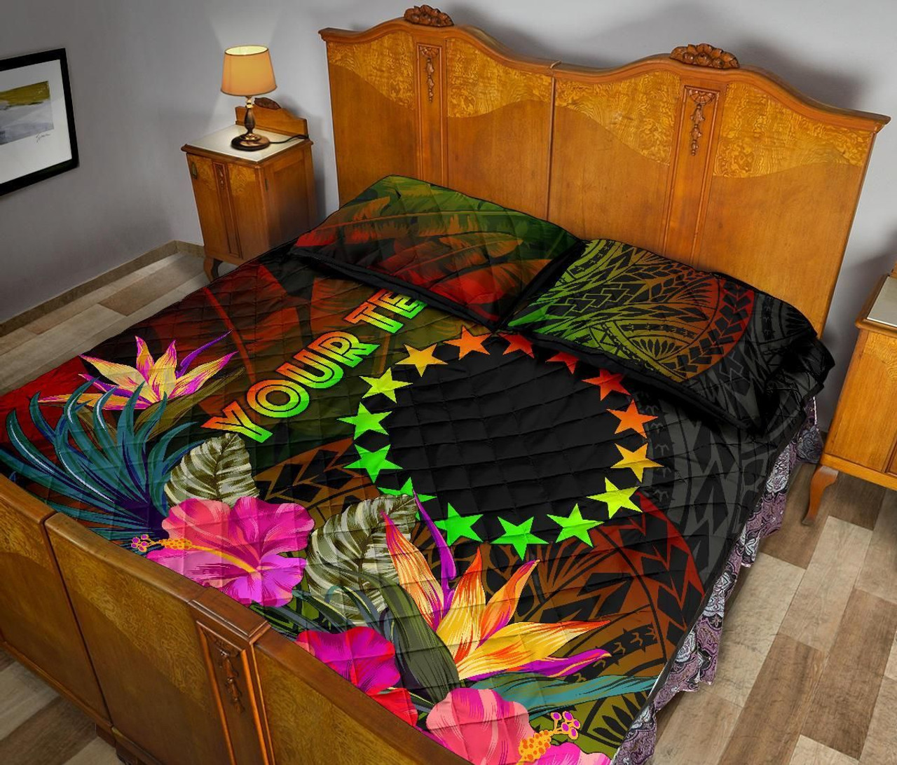 Cook Islands Polynesian Personalised Quilt Bed Set - Hibiscus and Banana Leaves 4