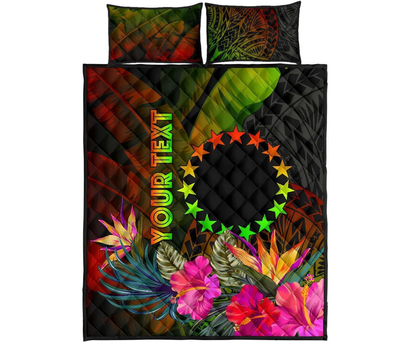 Cook Islands Polynesian Personalised Quilt Bed Set - Hibiscus and Banana Leaves 5
