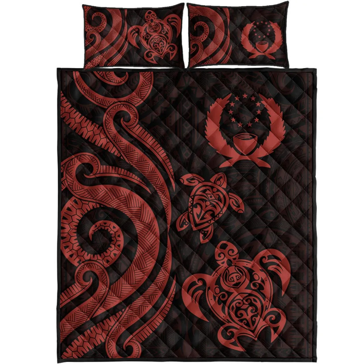 Pohnpei Quilt Bed Set - Red Tentacle Turtle 5