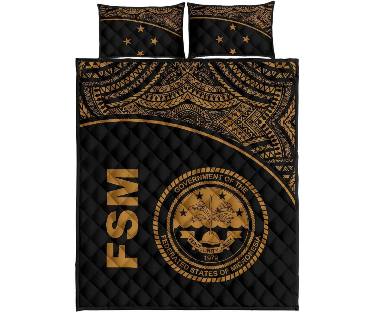 Federated States of Micronesia Quilt Bed Set - Federated States of Micronesia Seal Curve Version 1