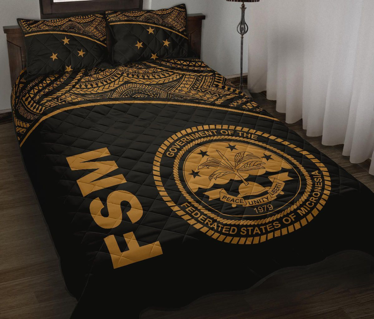 Federated States of Micronesia Quilt Bed Set - Federated States of Micronesia Seal Curve Version 2
