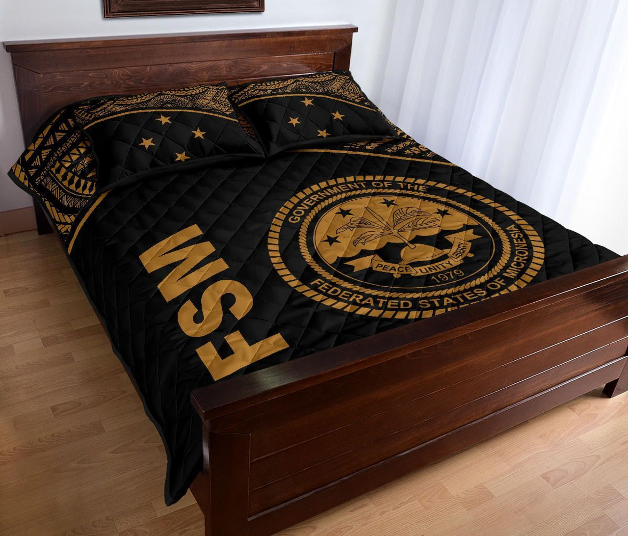 Federated States of Micronesia Quilt Bed Set - Federated States of Micronesia Seal Curve Version 4
