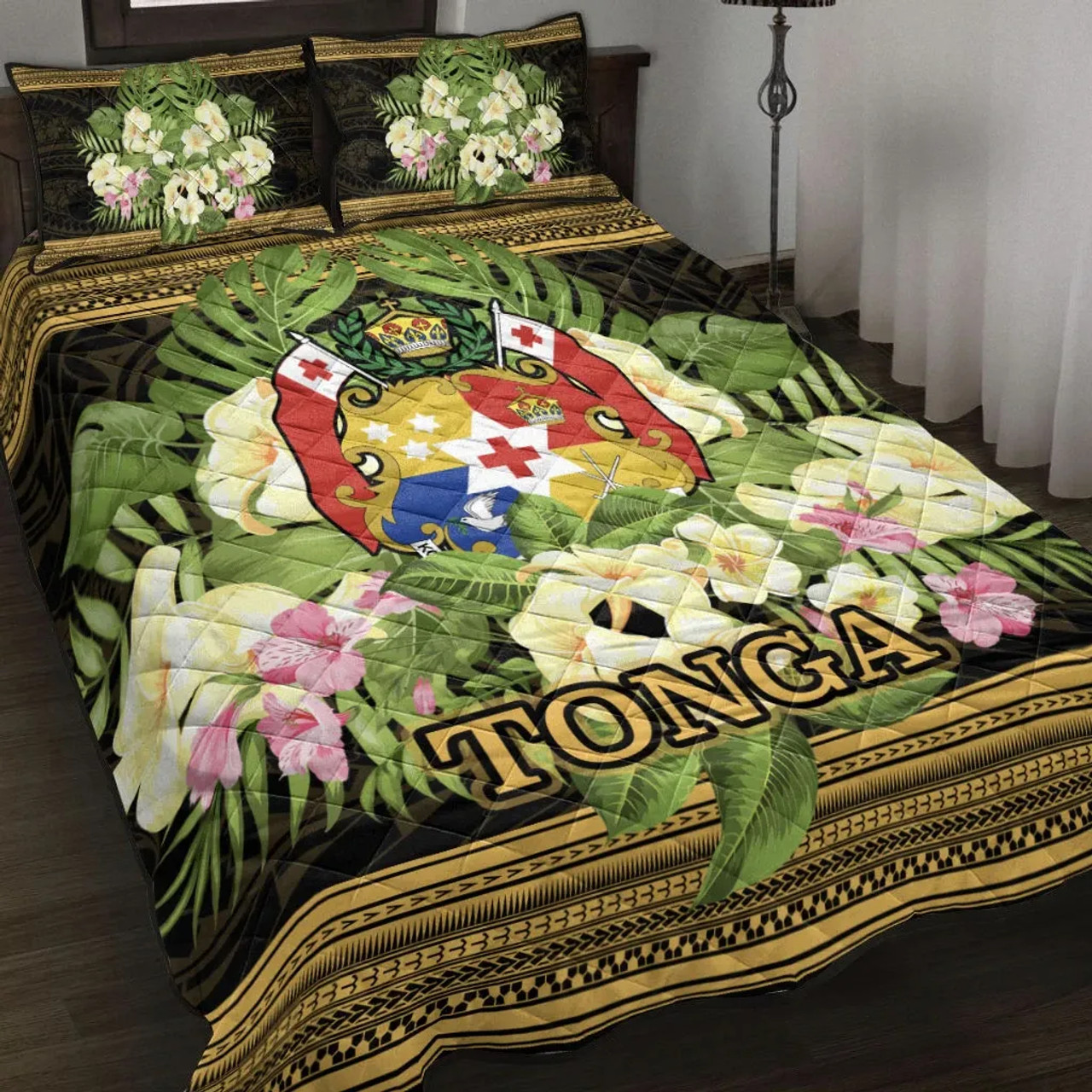 Tonga Quilt Bed Set - Polynesian Gold Patterns Collection 1