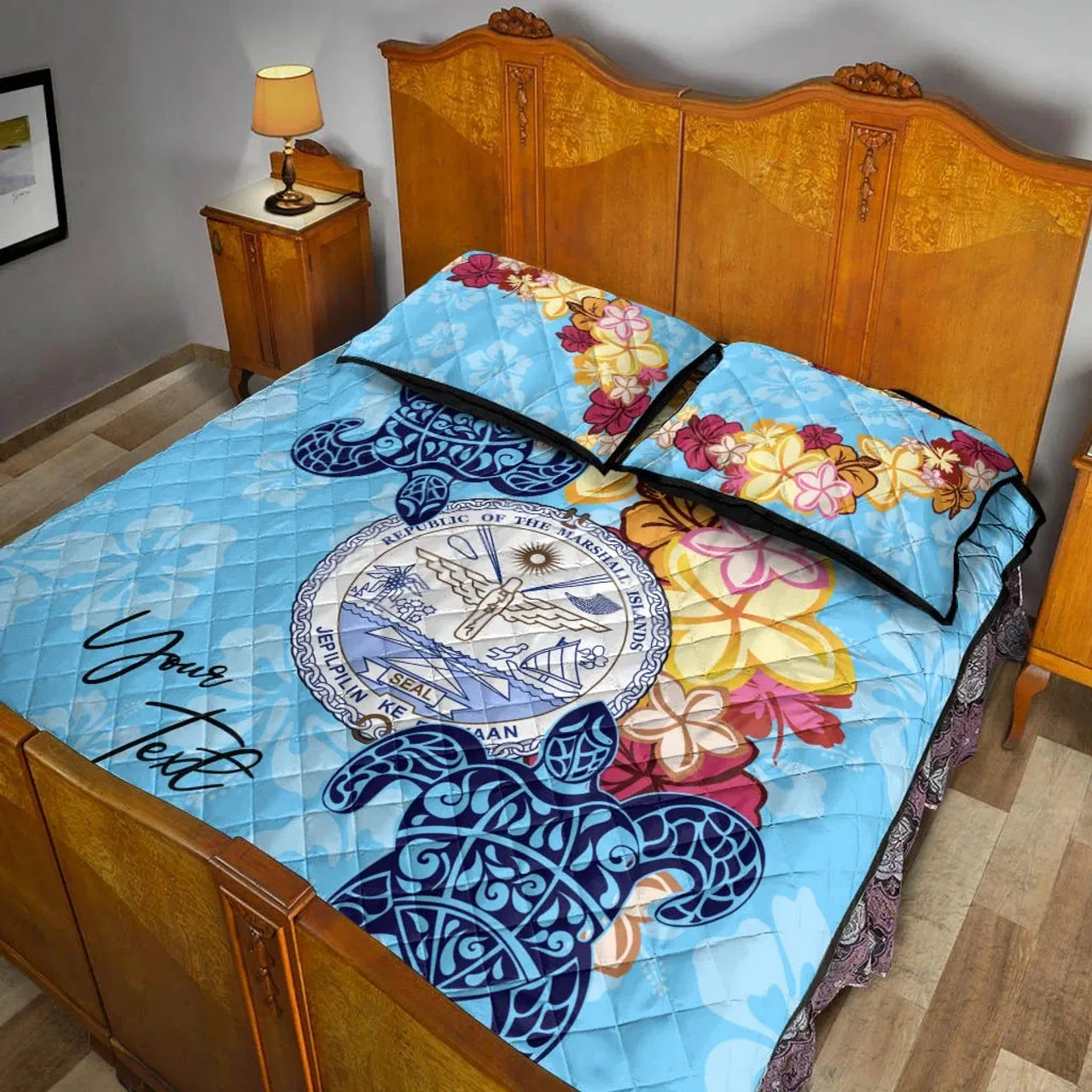 Marshall Islands Custom Personalised Quilt Bed Set - Tropical Style 3