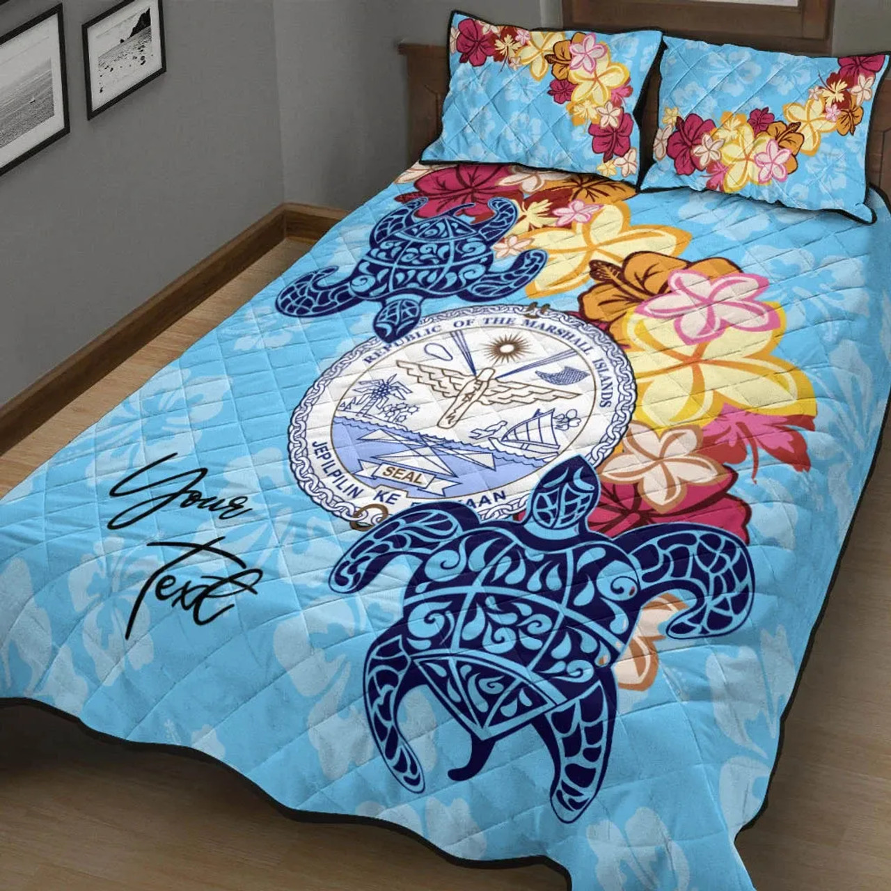 Marshall Islands Custom Personalised Quilt Bed Set - Tropical Style 5
