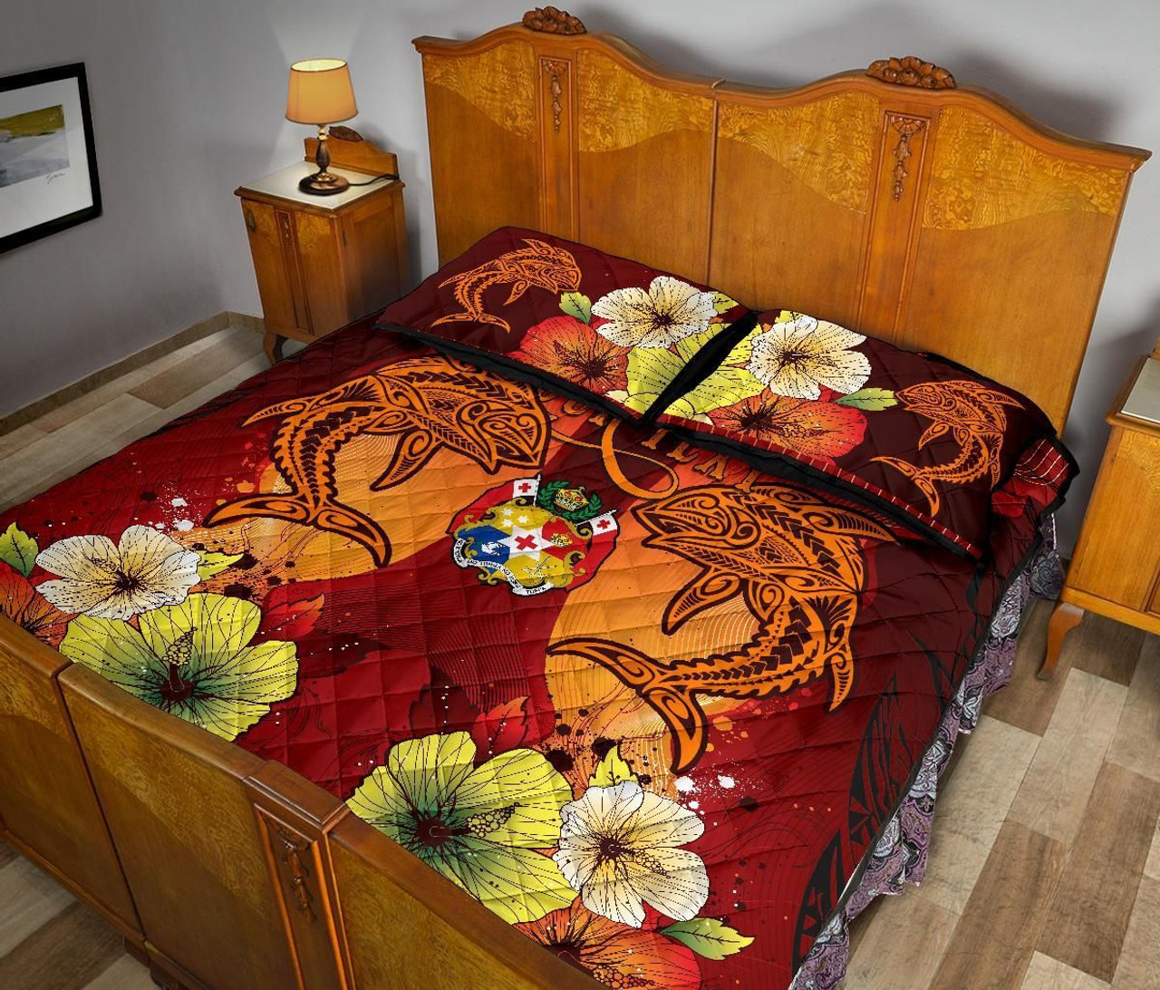 Tonga Custom Personalised Quilt Bed Sets - Tribal Tuna Fish 3