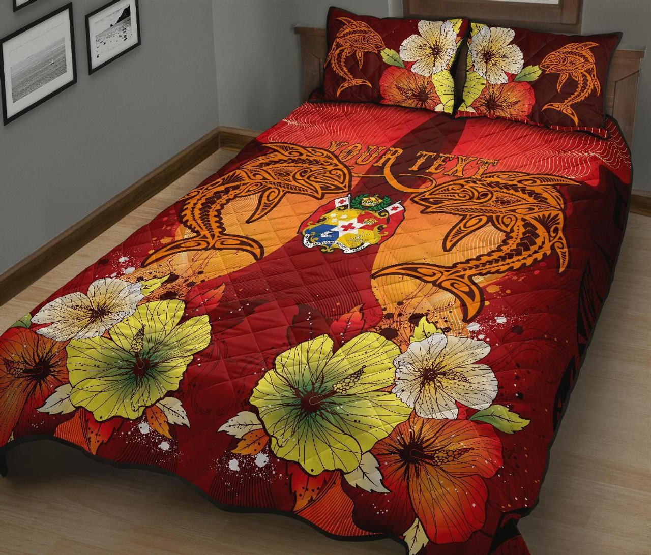 Tonga Custom Personalised Quilt Bed Sets - Tribal Tuna Fish 4