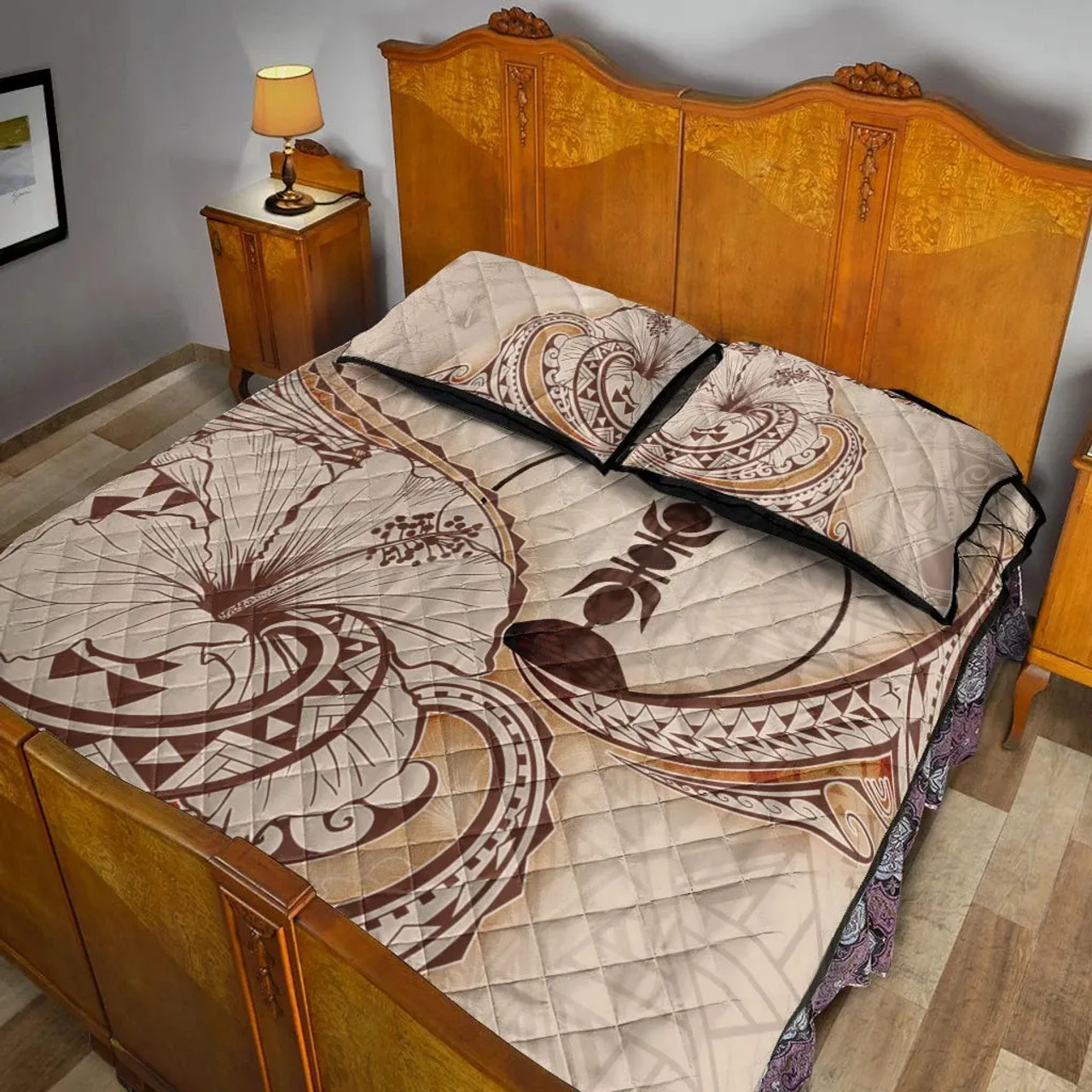 New Caledonia Quilt Bed Set - Hibiscus Flowers Vintage Style 3