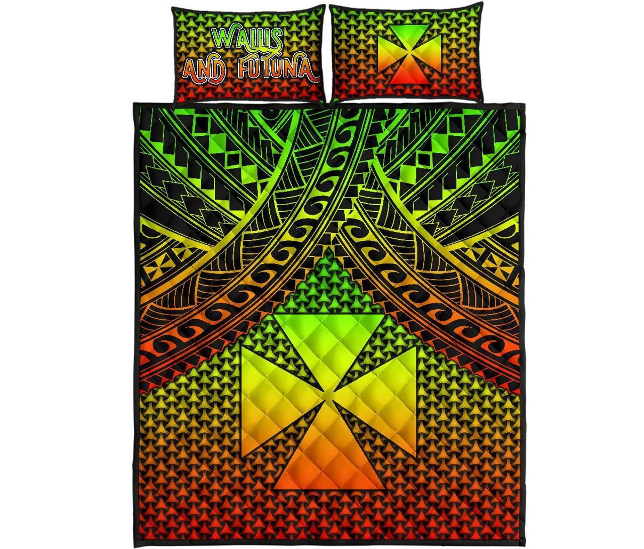 Polynesian Wallis and Futuna Quilt Bed Set - Reggae Vintage Polynesian Patterns 5