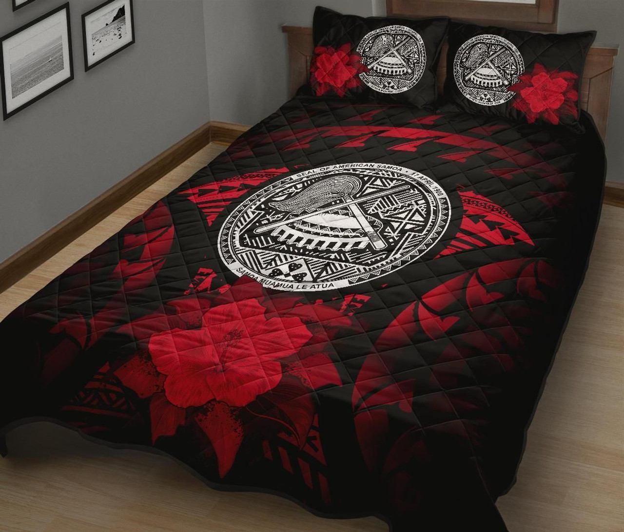 American Samoa Polynesian Quilt Bed Set Hibiscus Red 2