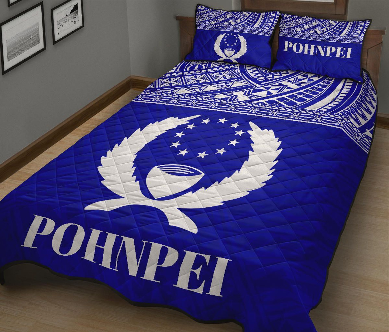 Pohnpei Micronesian Quilt Bed Set - Pohnpei Flag Blue Version 3