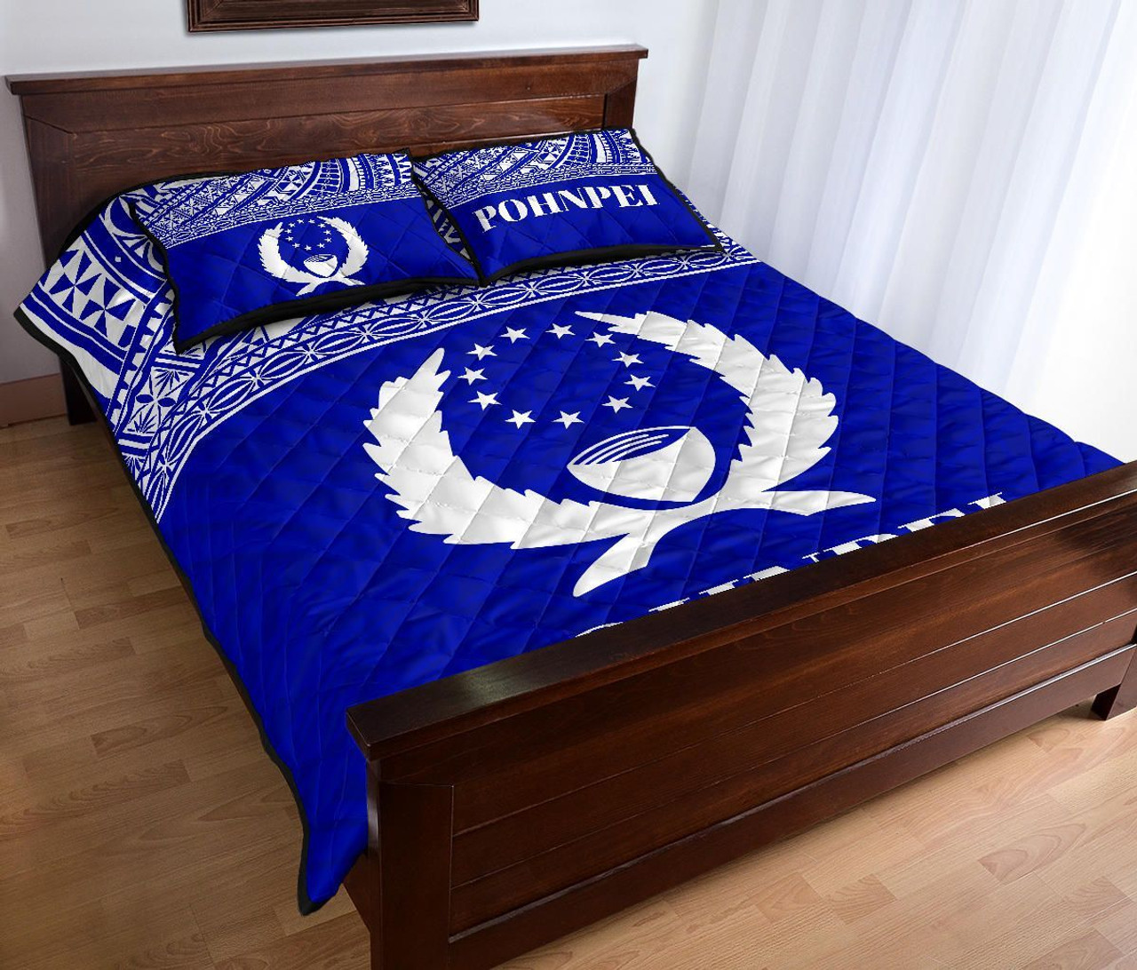 Pohnpei Micronesian Quilt Bed Set - Pohnpei Flag Blue Version 4