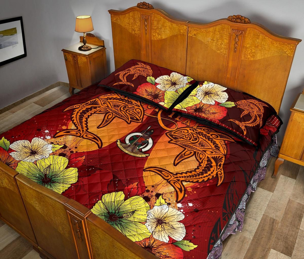Vanuatu Custom Personalised Quilt Bed Sets - Tribal Tuna Fish 3