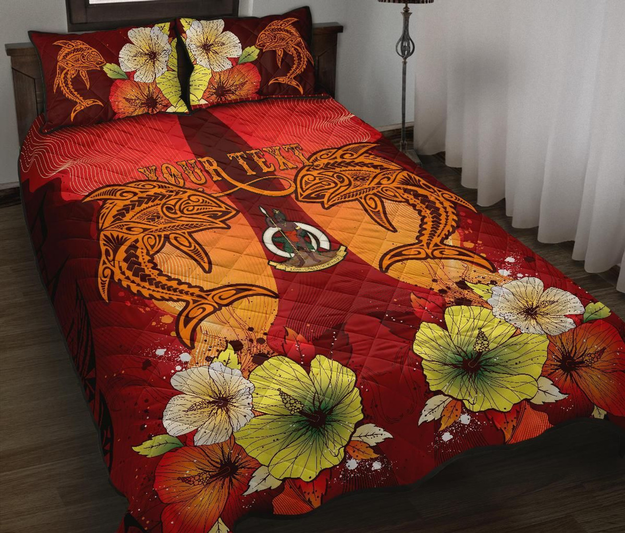 Vanuatu Custom Personalised Quilt Bed Sets - Tribal Tuna Fish 5