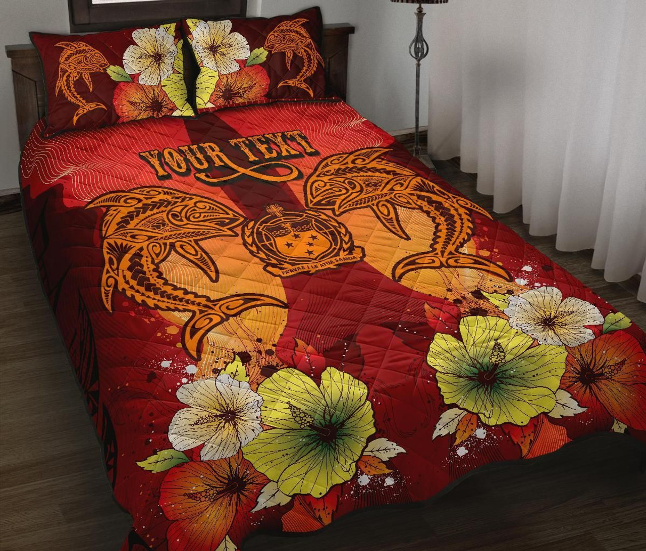 Samoa Custom Personalised Quilt Bed Sets - Tribal Tuna Fish 2