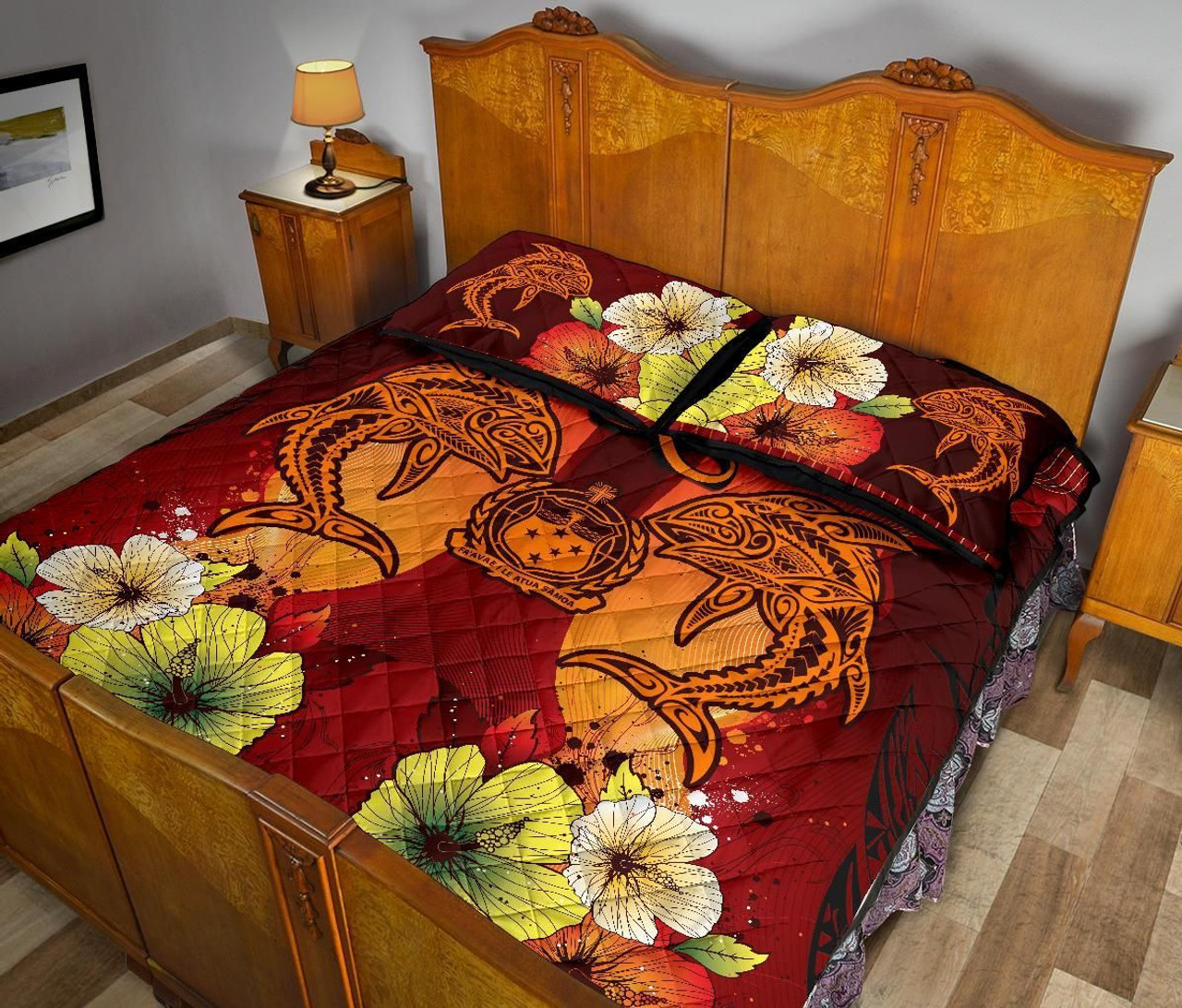 Samoa Custom Personalised Quilt Bed Sets - Tribal Tuna Fish 4