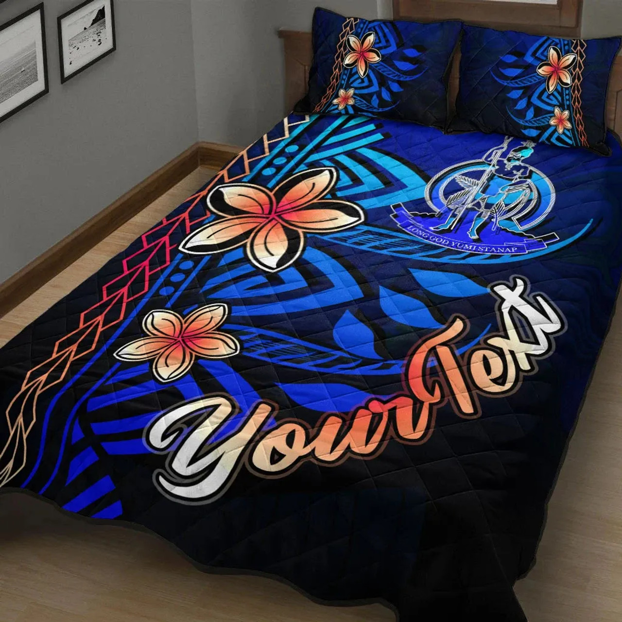 Vanuatu Custom Personalised Quilt Bed Set - Vintage Tribal Mountain 2