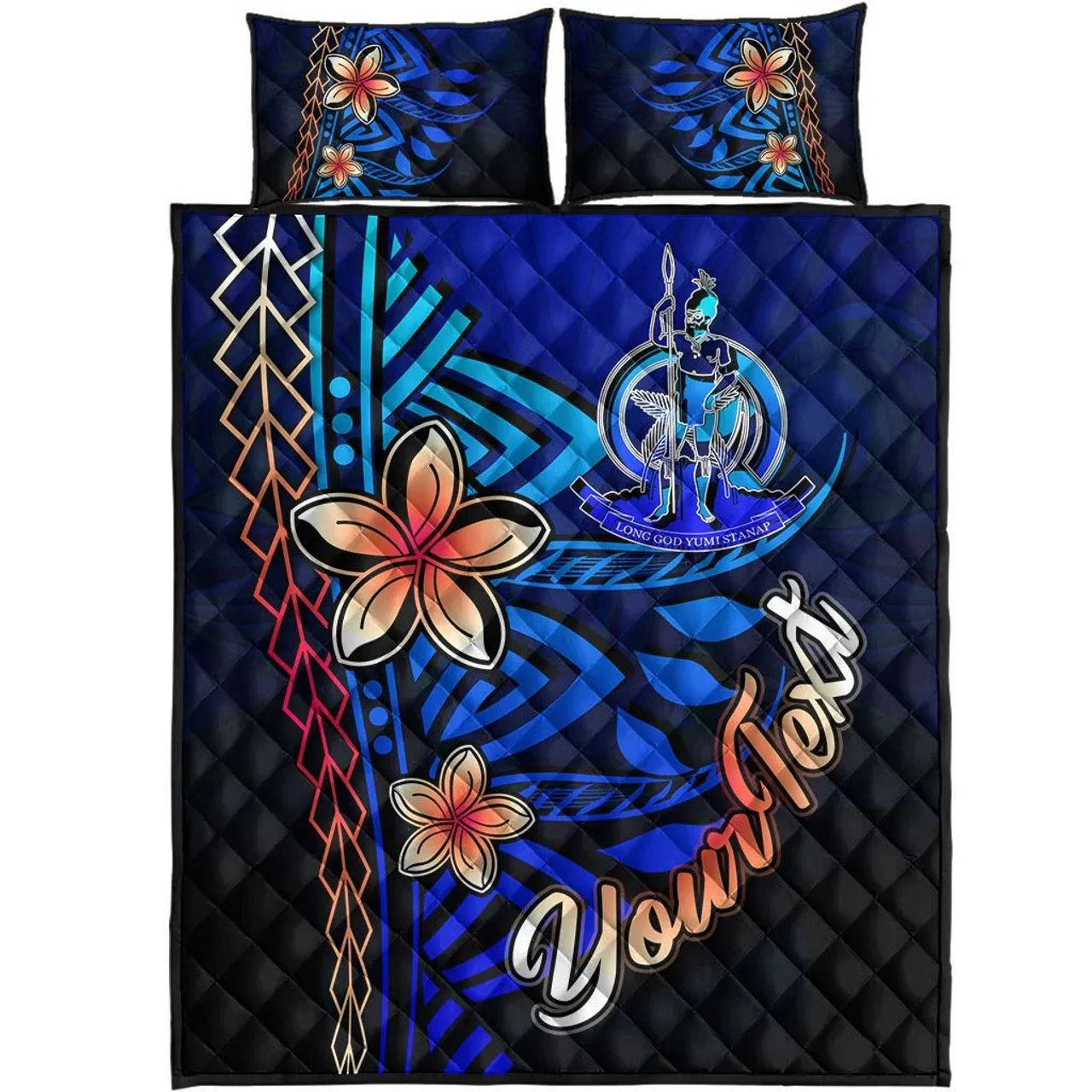 Vanuatu Custom Personalised Quilt Bed Set - Vintage Tribal Mountain 5