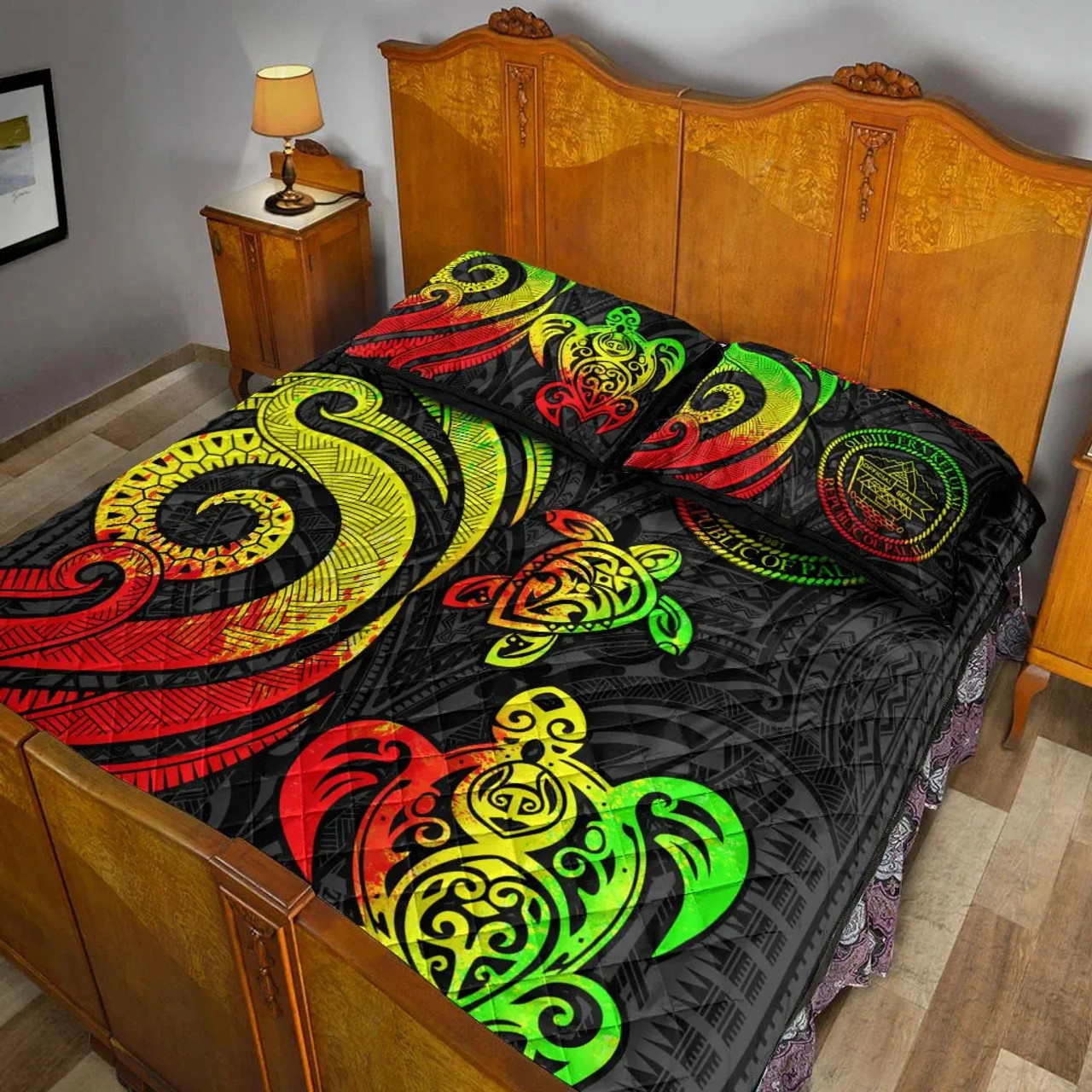 Palau Quilt Bed Set - Reggae Tentacle Turtle 4