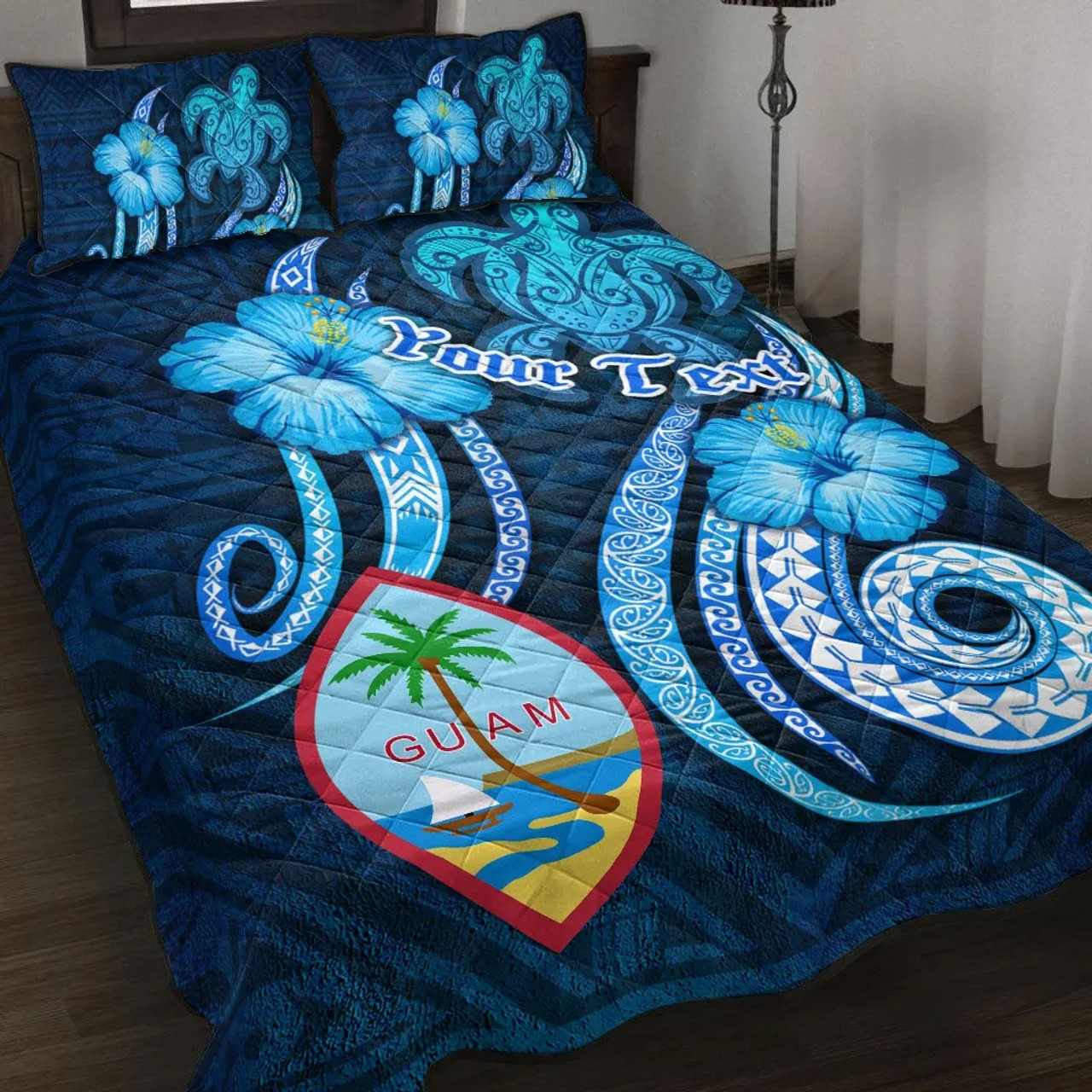Guam Personalised Quilt Bed Set - Turtle and Tribal Tattoo Of Polynesian 1