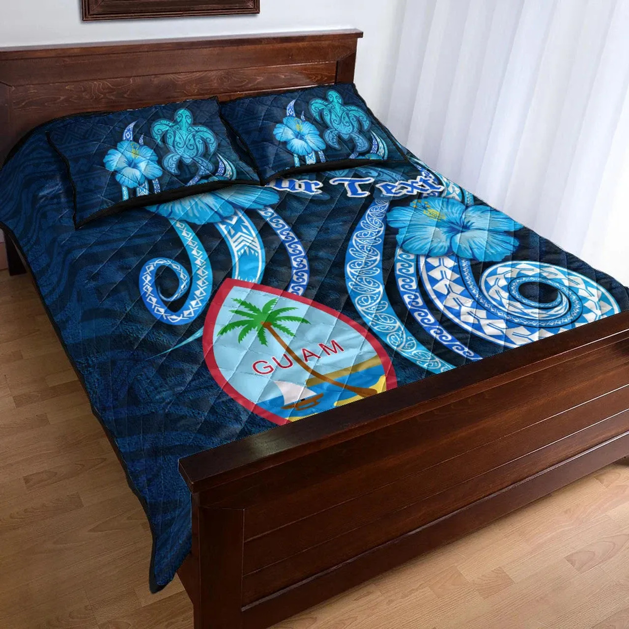 Guam Personalised Quilt Bed Set - Turtle and Tribal Tattoo Of Polynesian 3
