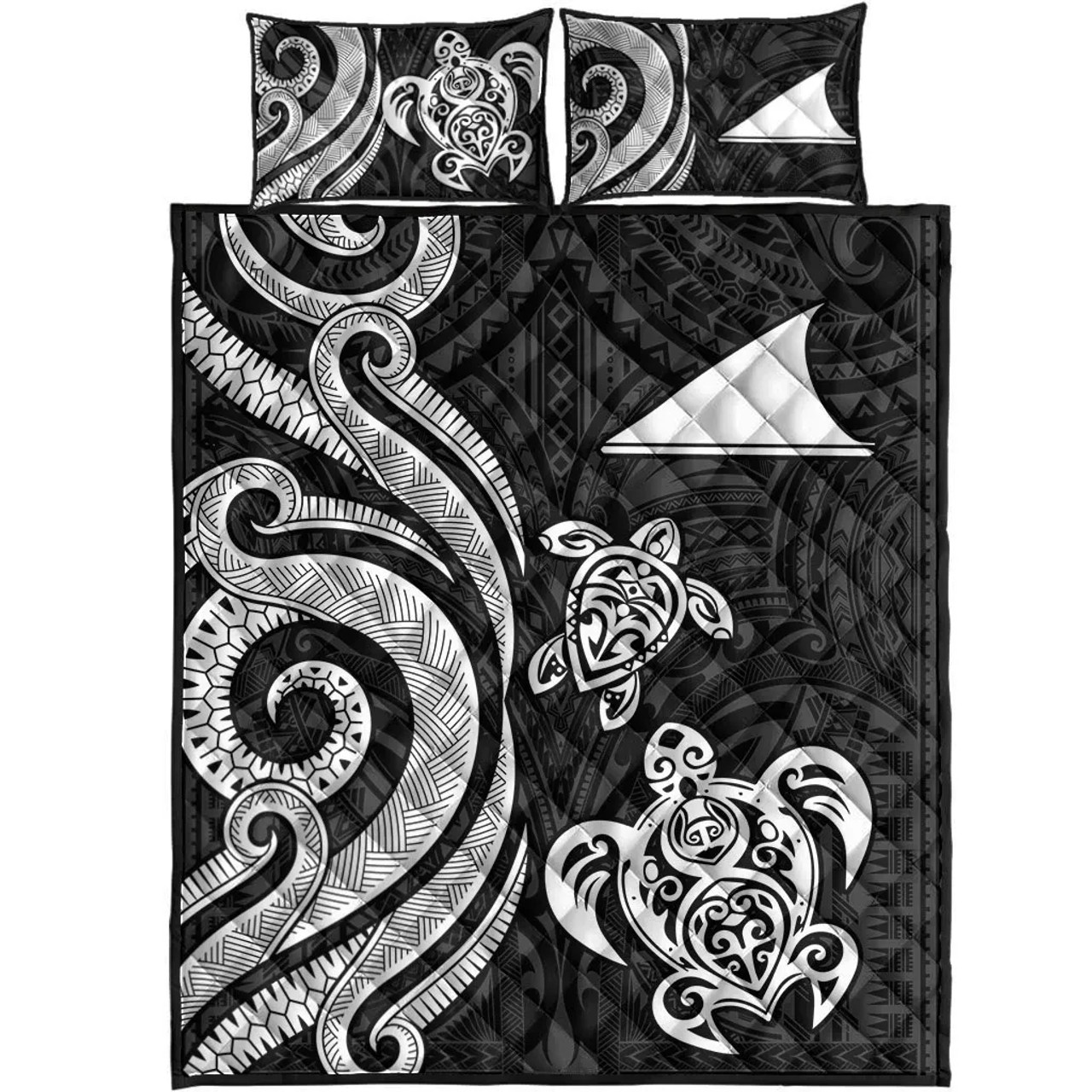 Tokelau Quilt Bed Set - White Tentacle Turtle 5