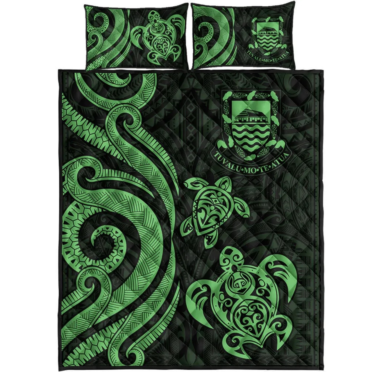 Tuvalu Quilt Bed Set - Green Tentacle Turtle 5