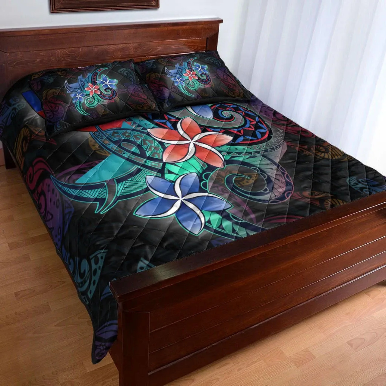 Wallis and Futuna Quilt Bed Set - Plumeria Flowers Style 3