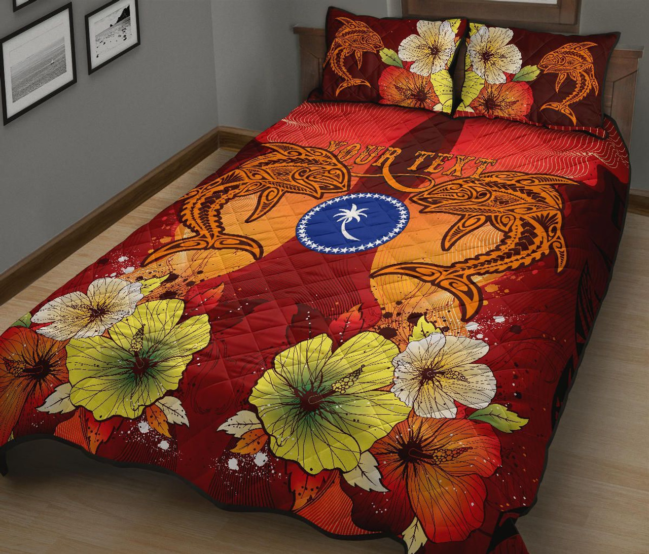 Chuuk Custom Personalised Quilt Bed Sets - Tribal Tuna Fish 3