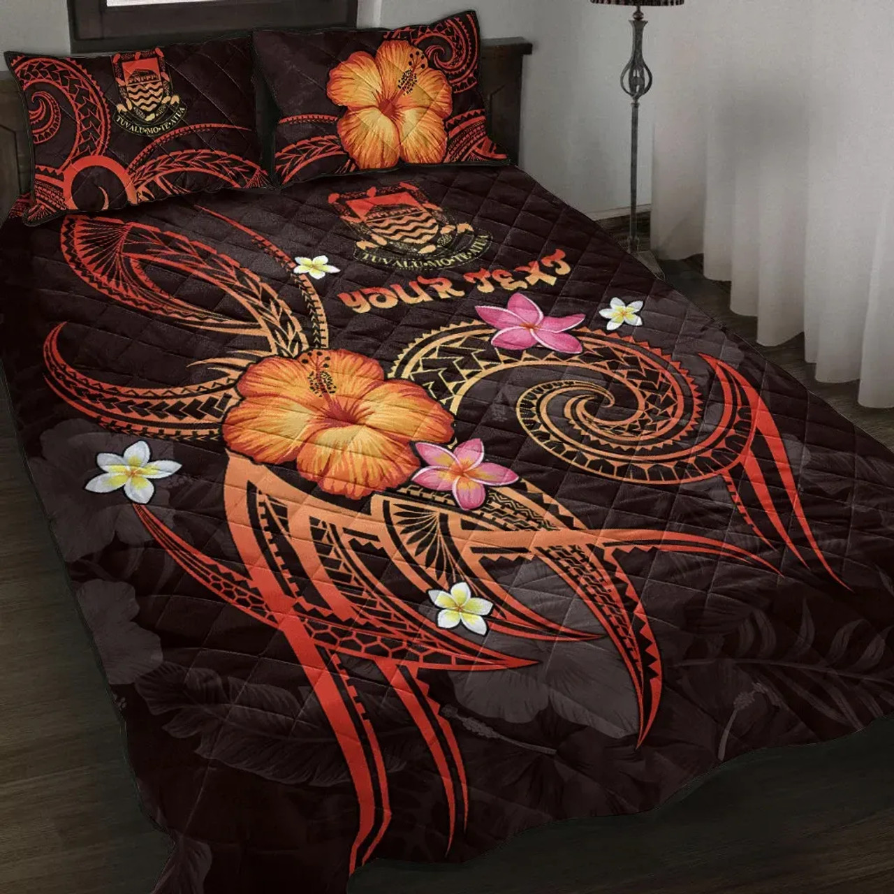 Tuvalu Polynesian Personalised Quilt Bed Set - Legend of Tuvalu (Red) 1