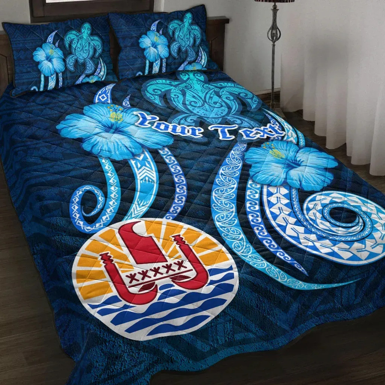 Tahiti Personalised Quilt Bed Set - Turtle and Tribal Tattoo Of Polynesian 1