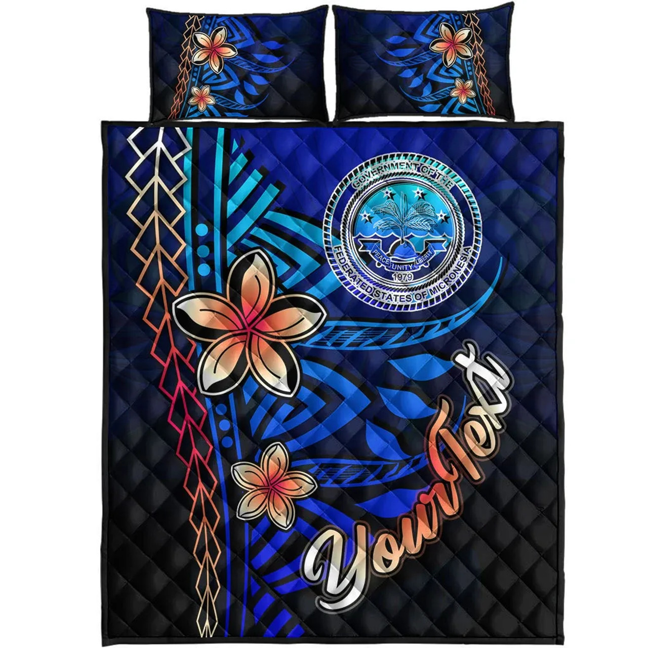 Federated States of Micronesia Custom Personalised Quilt Bed Set - Vintage Tribal Mountain 5