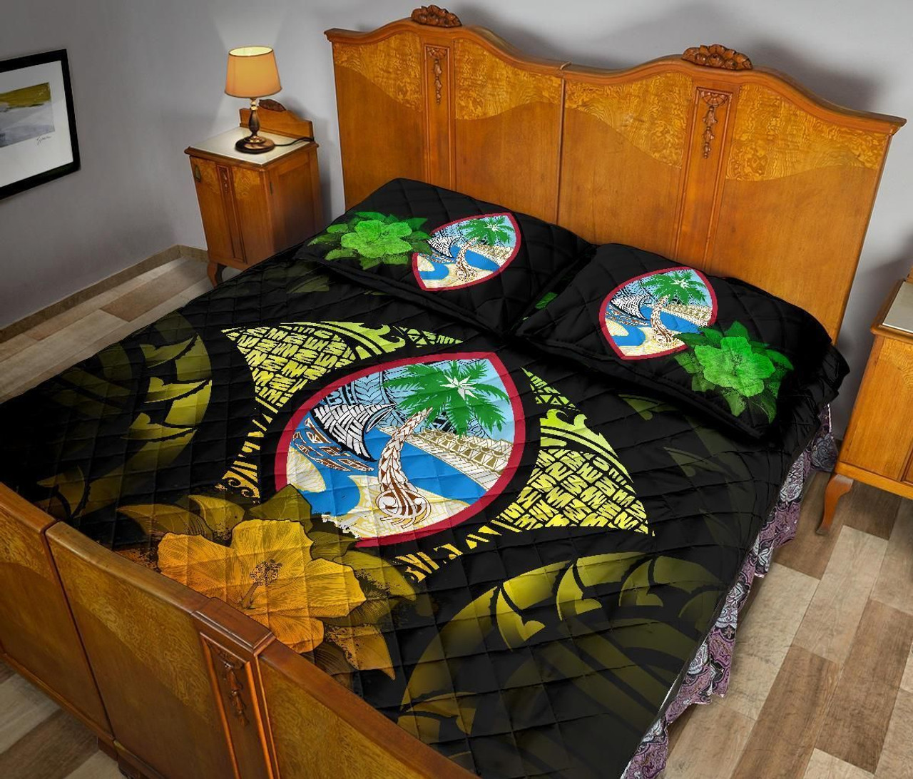 Guam Polynesian Quilt Bed Set Hibiscus Reggae 4