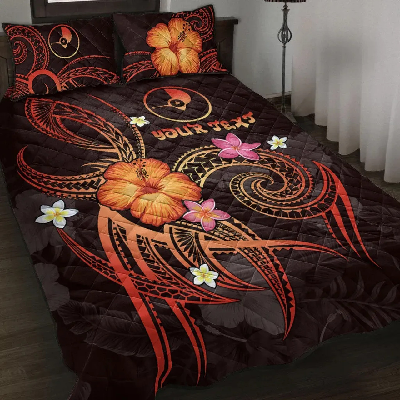 Yap Polynesian Personalised Quilt Bed Set - Legend of Yap (Red) 1