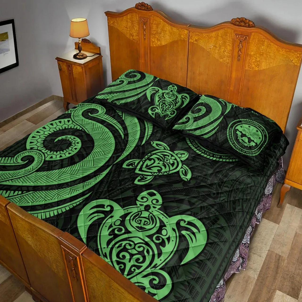 Federated States of Micronesia Quilt Bed Set - Green Tentacle Turtle 4