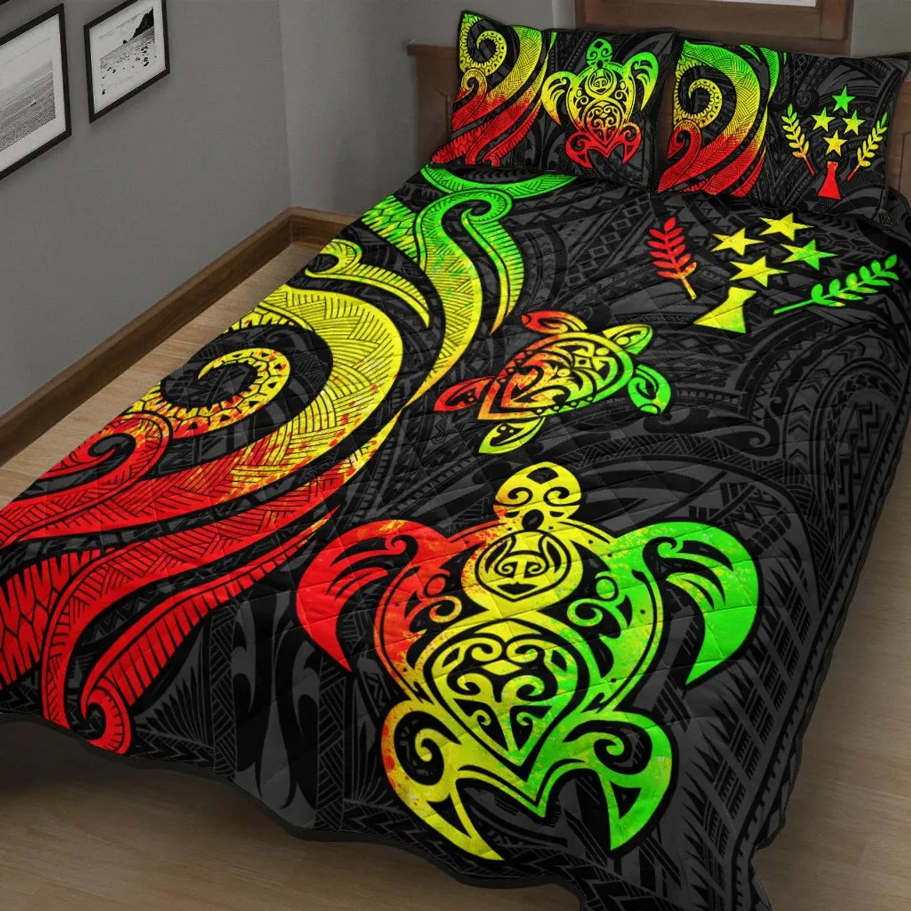 Kosrae Quilt Bed Set - Reggae Tentacle Turtle 2