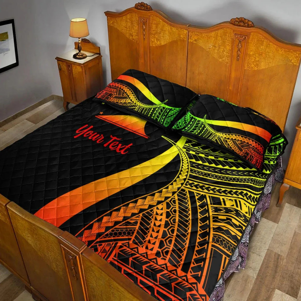 Tokelau Custom Personalised Quilt Bet Set - Reggae Polynesian Tentacle Tribal Pattern 4