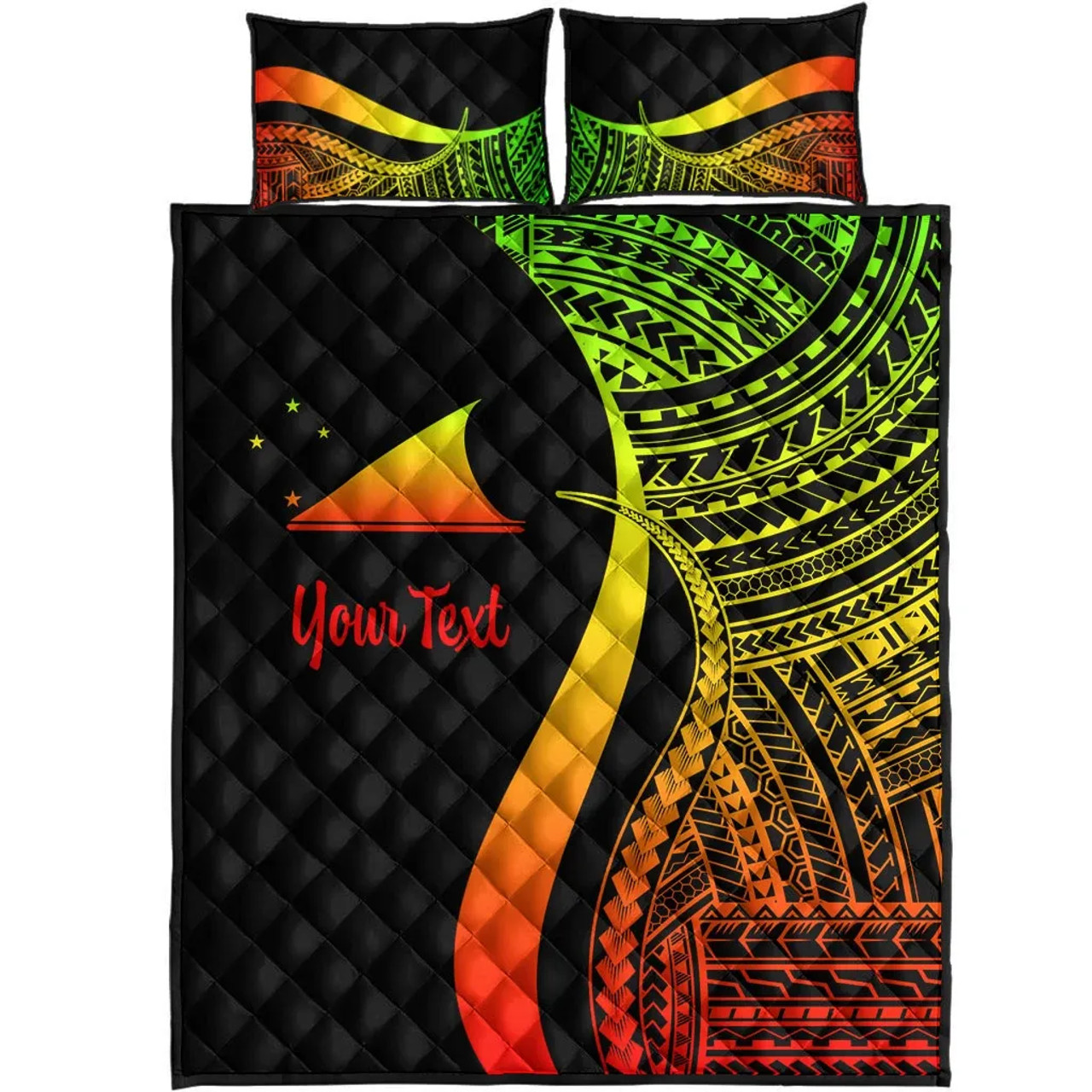 Tokelau Custom Personalised Quilt Bet Set - Reggae Polynesian Tentacle Tribal Pattern 5