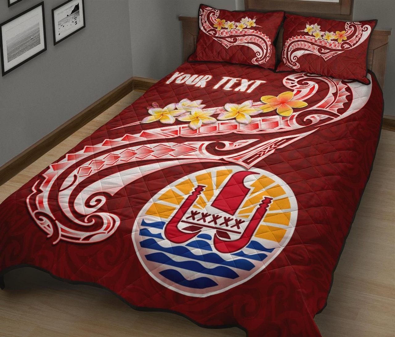Tahiti Personalised Quilt Bed Set - Tahiti Seal Polynesian Patterns Plumeria 2