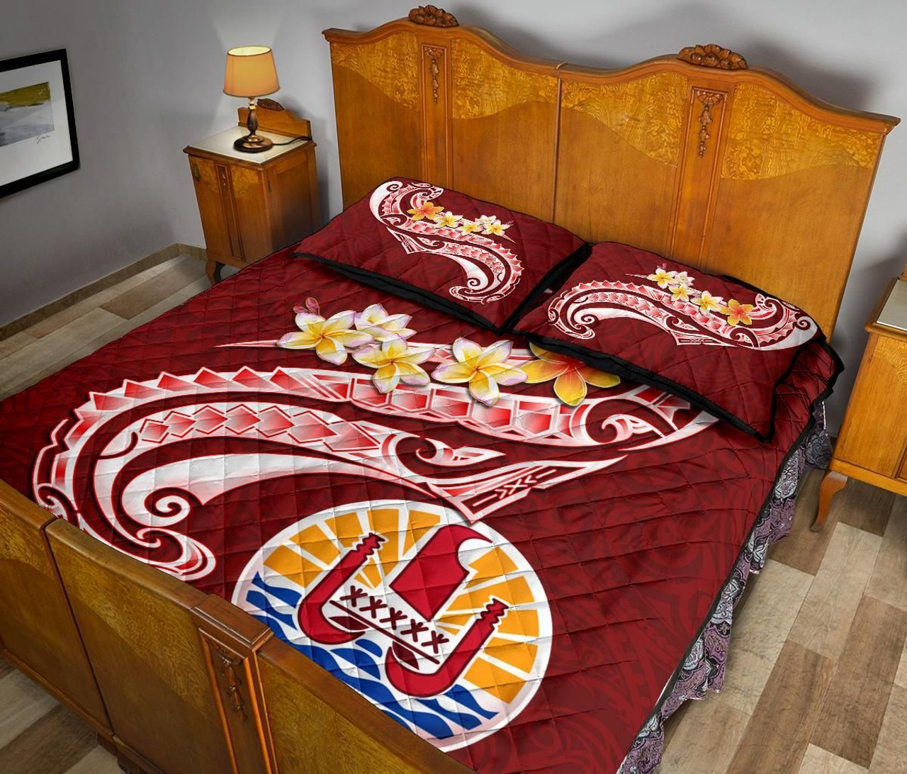Tahiti Personalised Quilt Bed Set - Tahiti Seal Polynesian Patterns Plumeria 4