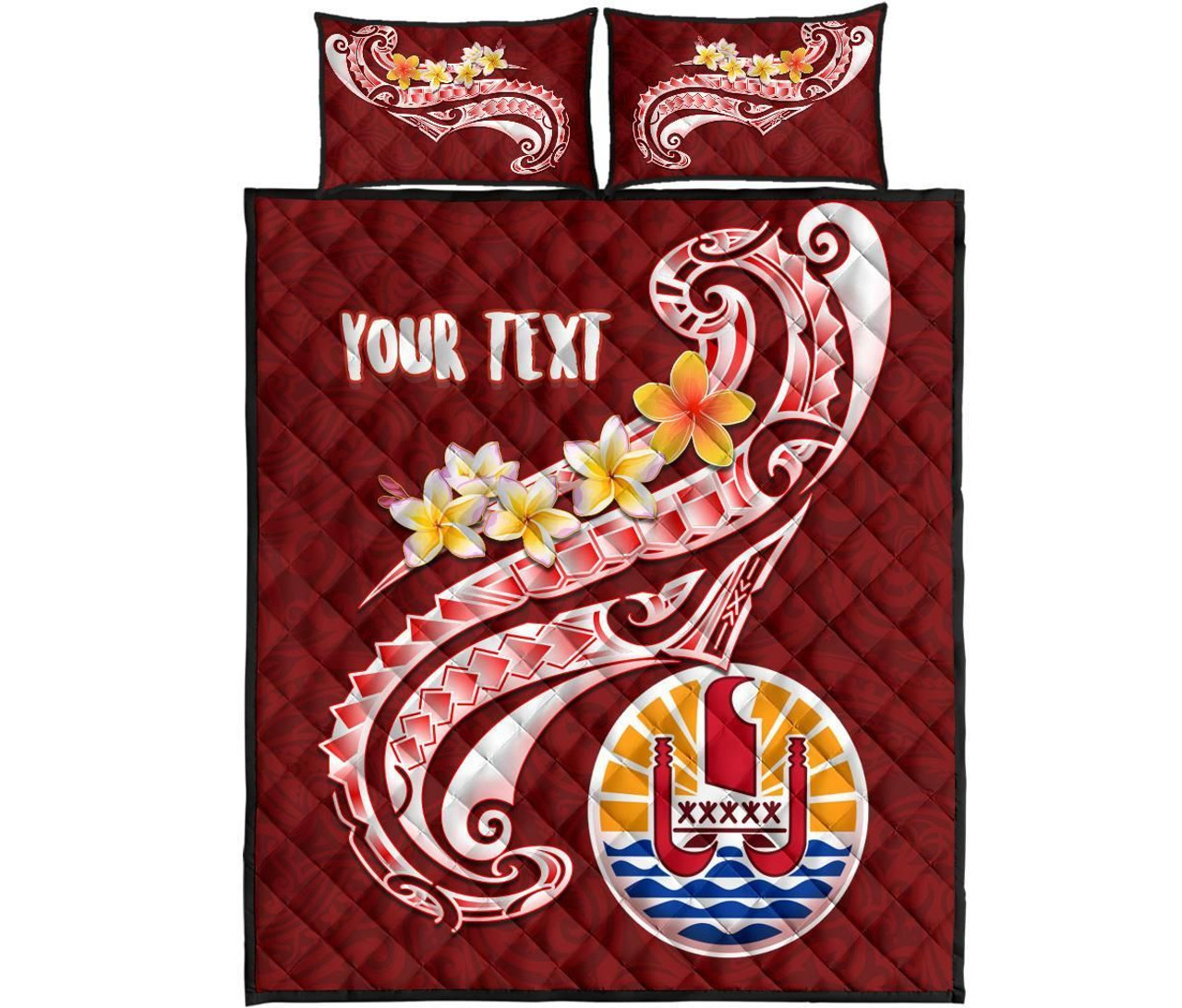 Tahiti Personalised Quilt Bed Set - Tahiti Seal Polynesian Patterns Plumeria 5