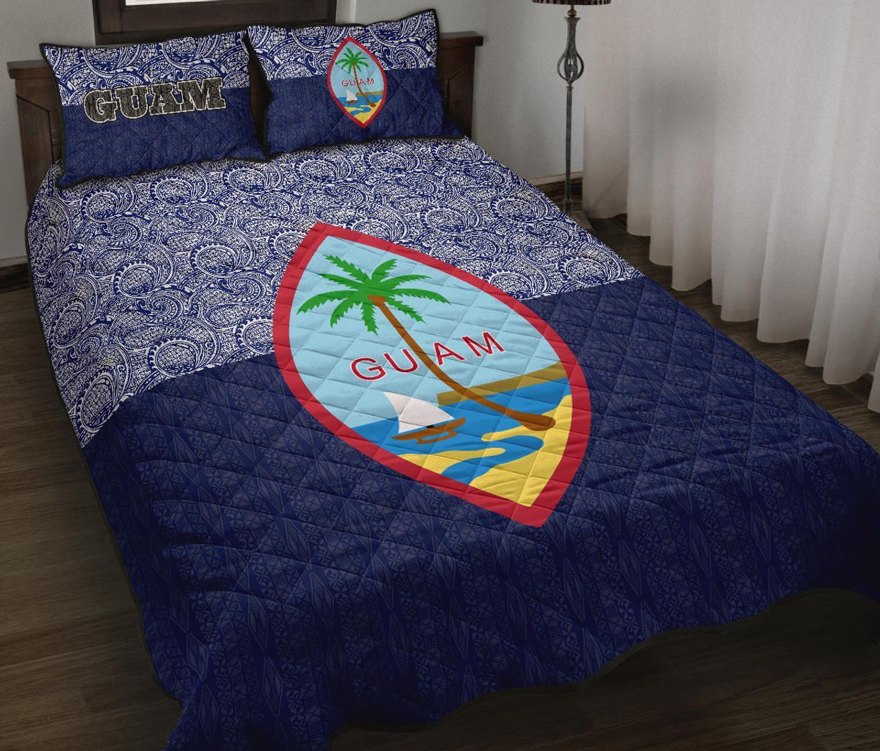 Guam Quilt Bed Set - Guam Coat Of Arms Polynesian Design 2