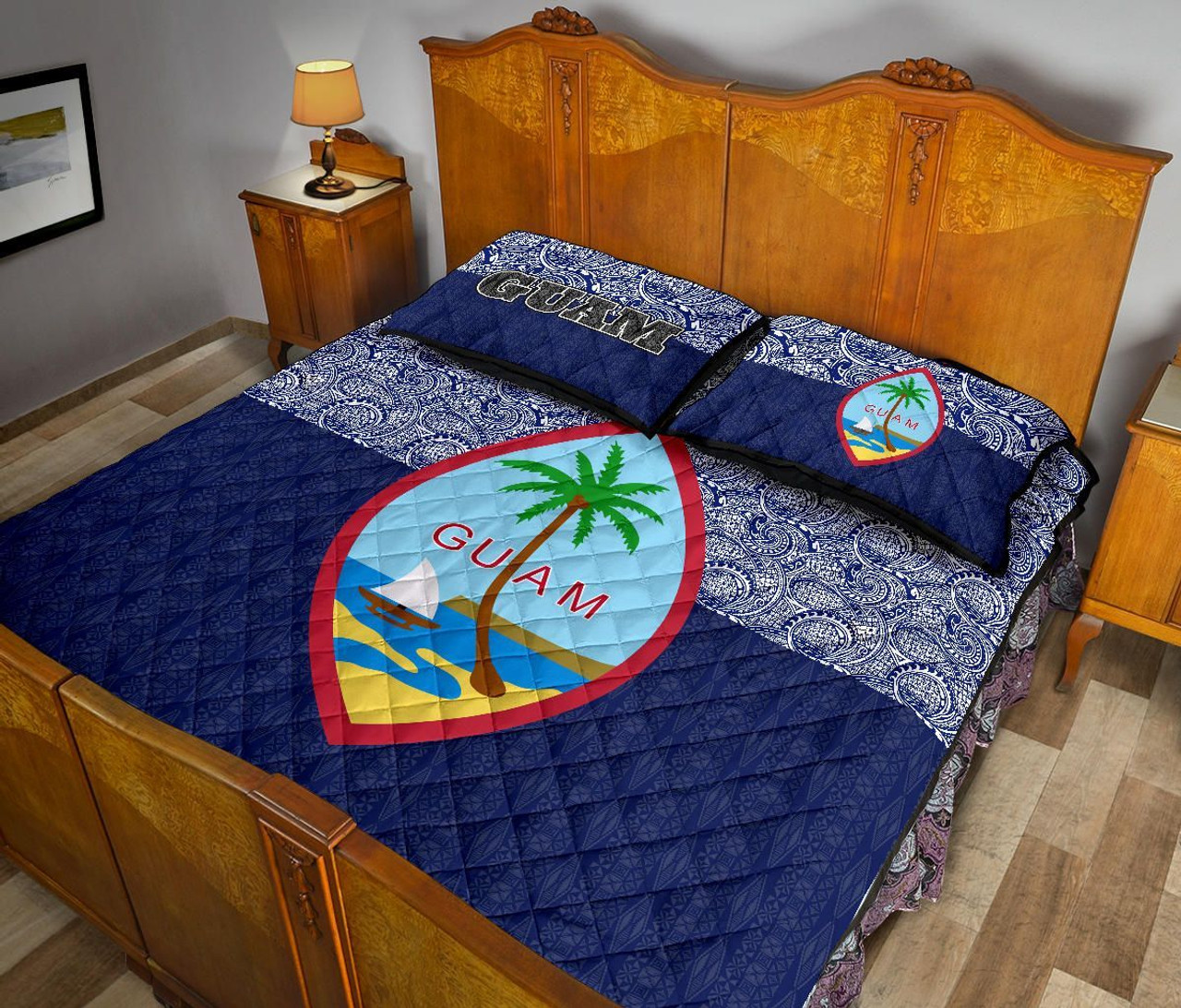 Guam Quilt Bed Set - Guam Coat Of Arms Polynesian Design 5