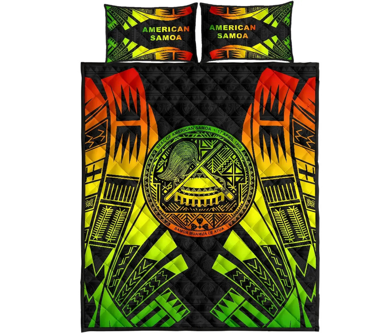 American Samoa Quilt Bed Set - American Samoa Seal Polynesian Reggae Tattoo 1