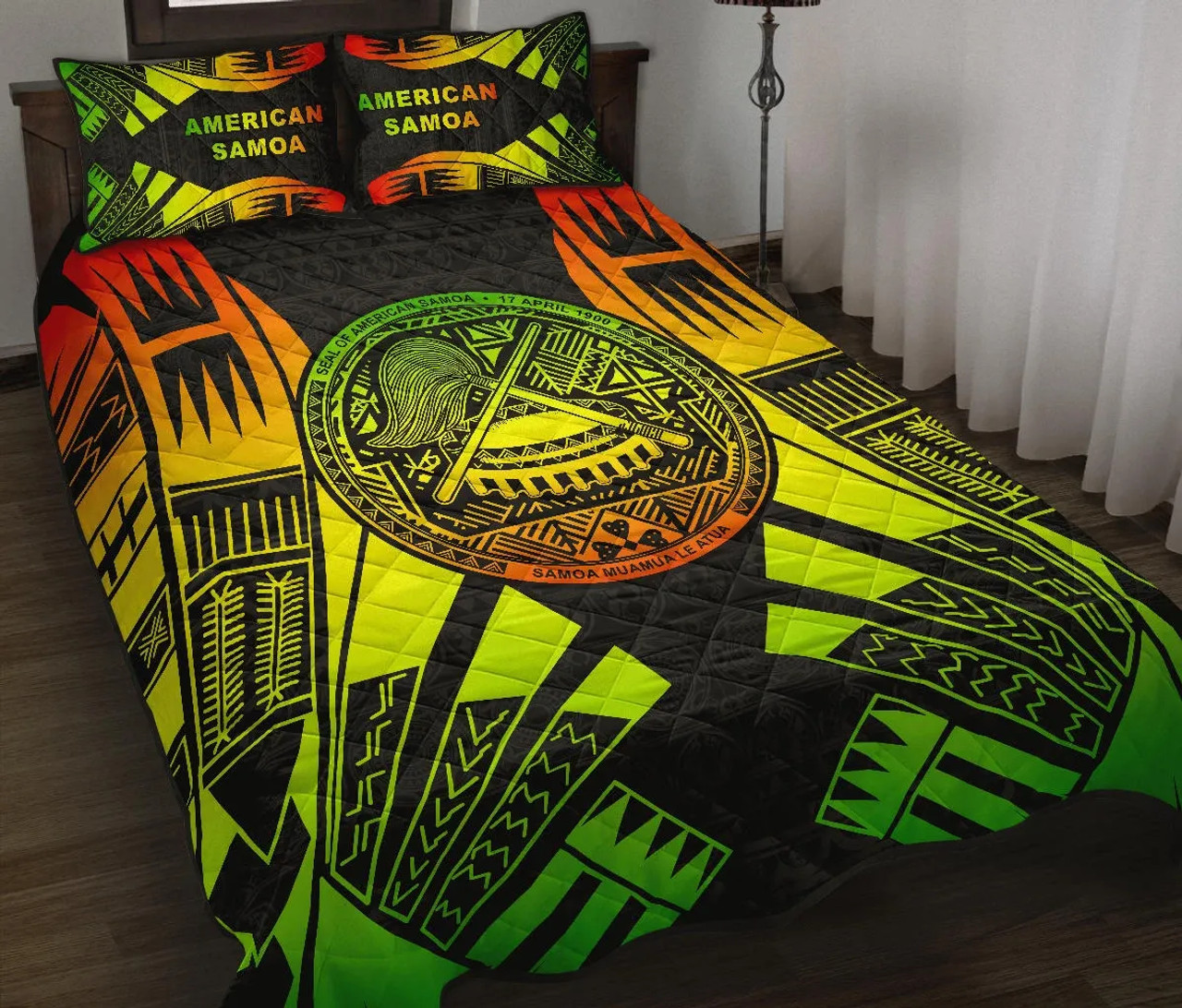 American Samoa Quilt Bed Set - American Samoa Seal Polynesian Reggae Tattoo 2